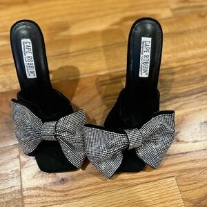 Cape Robbin Black and Silver Glitter Bow Mules